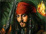 Pirat mit Piratenpistole und rotem Piratenkopftuch