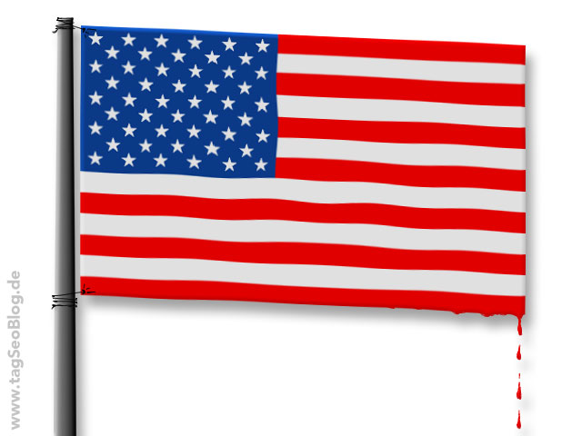 USA-Flagge mit Leck