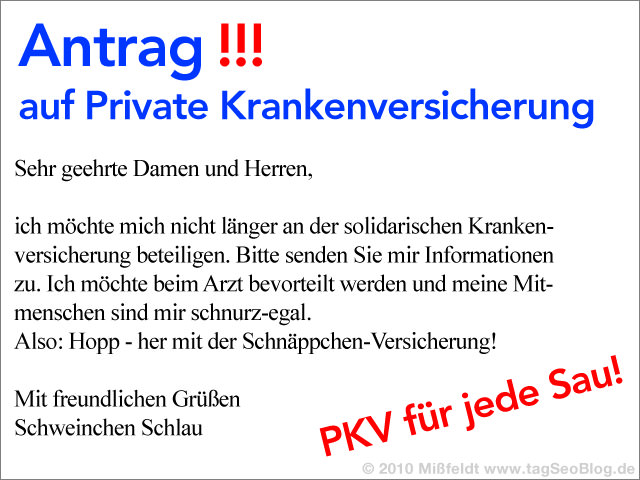 Antrag auf private Krankenversicherung (PKV)