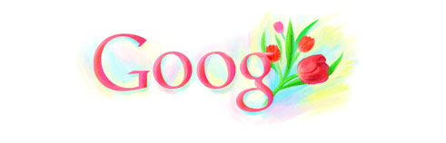 Google Doodle: rote Tulpen zum Muttertag