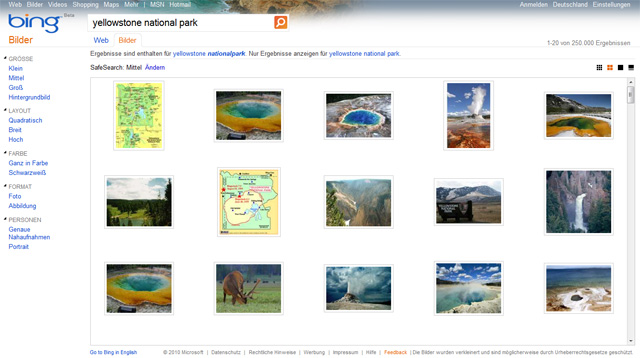 Bing Bildersuche (yellowstone national park)