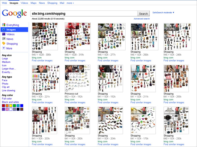 Google Bildersuche mit Shopping-Thumbnails