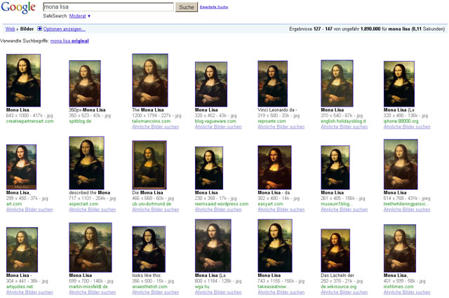 Mona Lisa in der Google Bildersuche - Seite ?